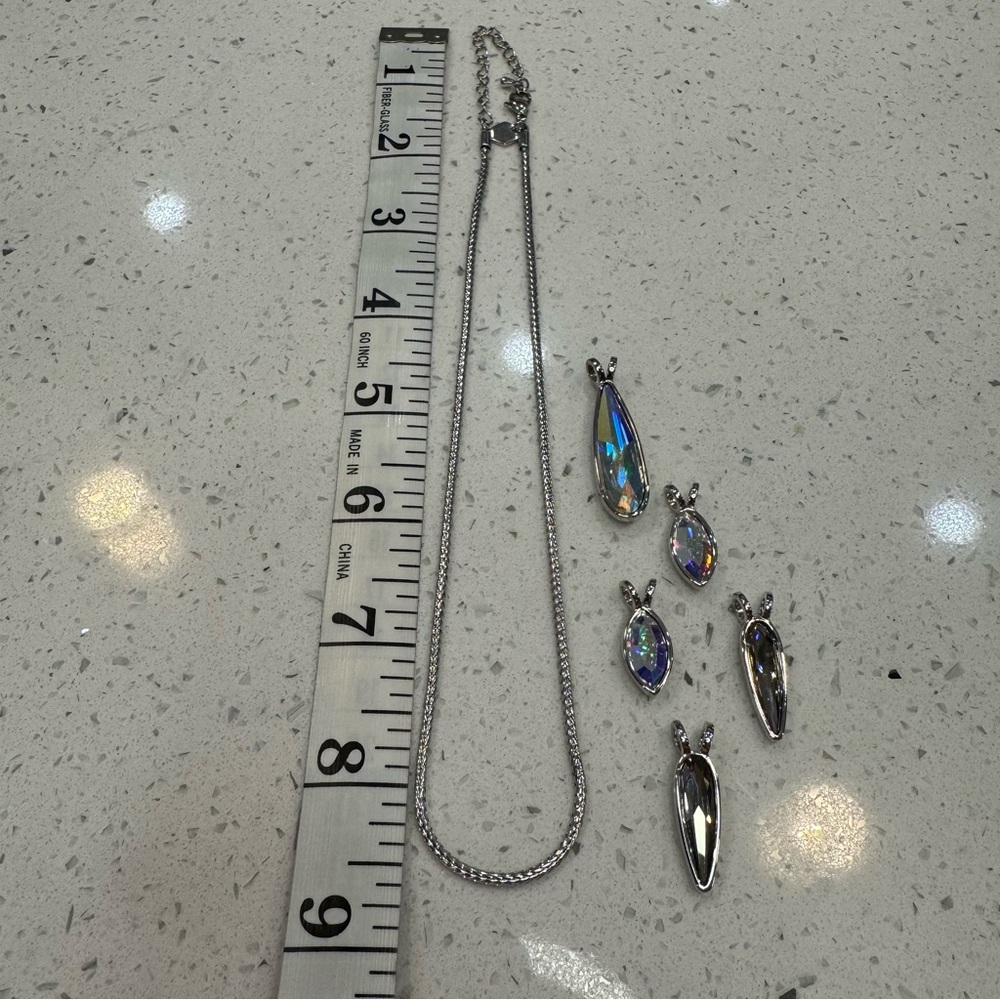 “Touchstone” Customizable, Rhodium, Aurora Borealis Swarovski Crystal Necklace - Picture 3 of 8